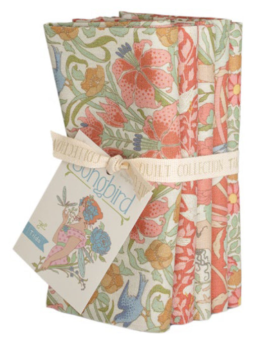 Tilda Fabrics - Songbird Collection - Fat Quarter Bundle in Coral, SKU 300252