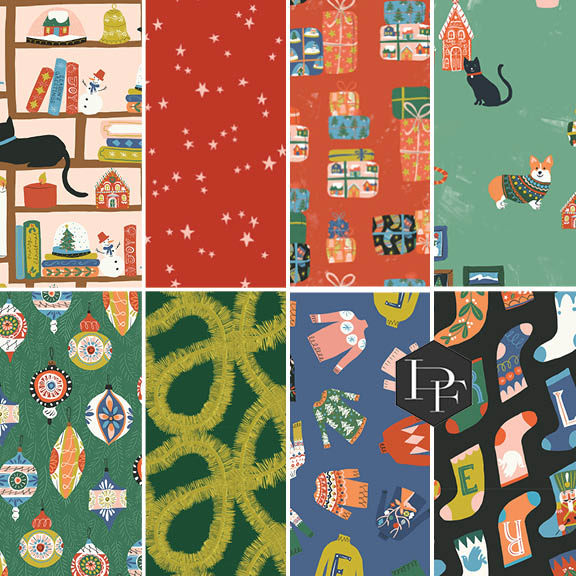 PREORDER - Tinsel Time! - Fat Quarter Bundle of 8 pcs - Louise Cunningham - FBFQLC.TINSELTIME