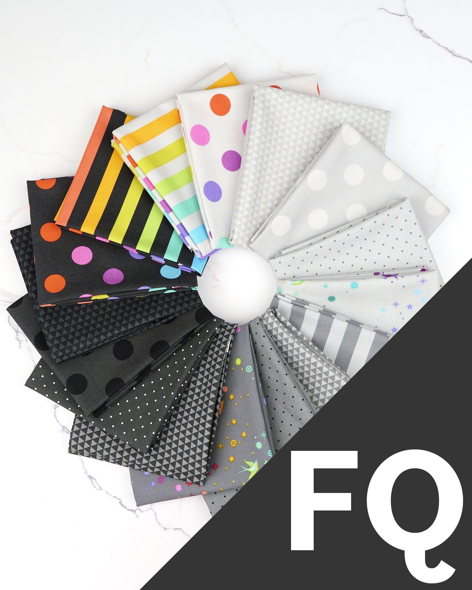 True Colors fat quarter fabric collection by Tula Pink, 16 fabric pieces total from the Fall 2025 True Colors fabric collection. SKU: FQTP.TC25