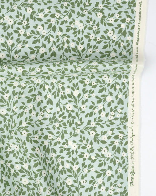 Daydream Posies Florals Robins Egg quilting fabric, part of the True Love fabric collection by Lella Boutique (SKU: 5261 14)