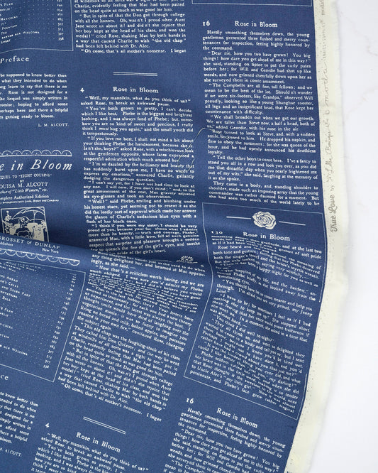 Alcott Text and Words Twilight quilting fabric, part of the True Love fabric collection by Lella Boutique (SKU: 5263 13)