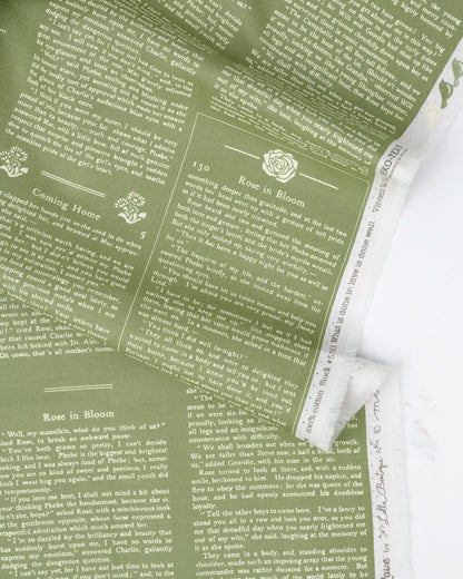 Alcott Text and Words Fern quilting fabric, part of the True Love fabric collection by Lella Boutique (SKU: 5263 15)