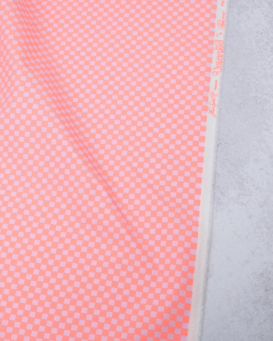 Cotton quilting fabric pattern called 'Check Please in Lunar'. Part of the 'Untamed' fabric collection. Designed by Tula Pink for fabric company Free Spirit Fabrics. SKU: PWTP242.LUNAR. 44-45 inch width.