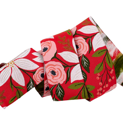 Berry and Pine - Poinsettia Party in Holly - 1-1/2" width - by Lella Boutique - One Yard