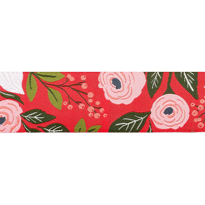 Berry and Pine - Poinsettia Party in Holly - 1-1/2" width - by Lella Boutique - One Yard