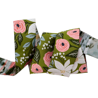 Berry and Pine - Poinsettia Party in Pine - 1-1/2" width - by Lella Boutique - One Yard