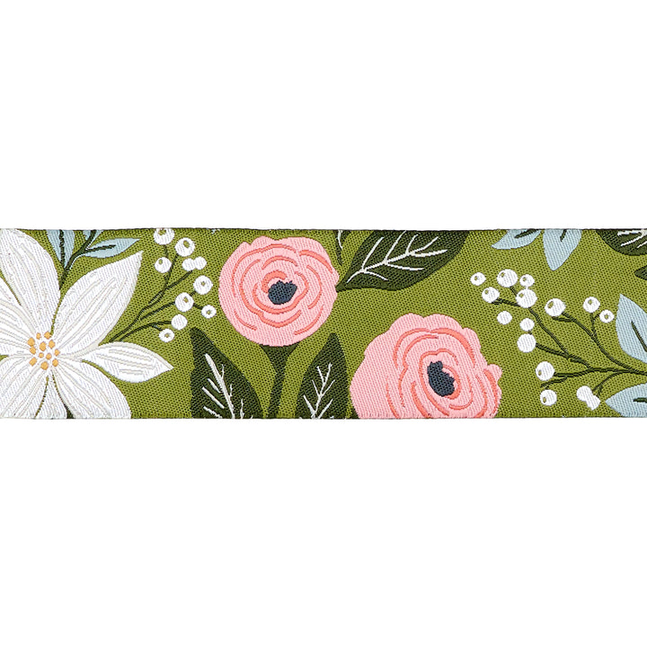 Berry and Pine - Poinsettia Party in Pine - 1-1/2" width - by Lella Boutique - One Yard