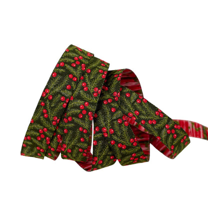 Berry and Pine - Pine Needles in Forest - 5/8" width - by Lella Boutique - One Yard