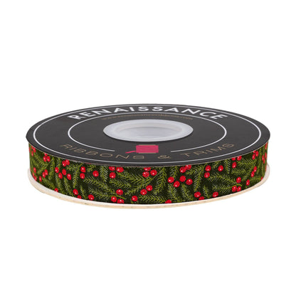 Berry and Pine - Pine Needles in Forest - 5/8" width - by Lella Boutique - One Yard