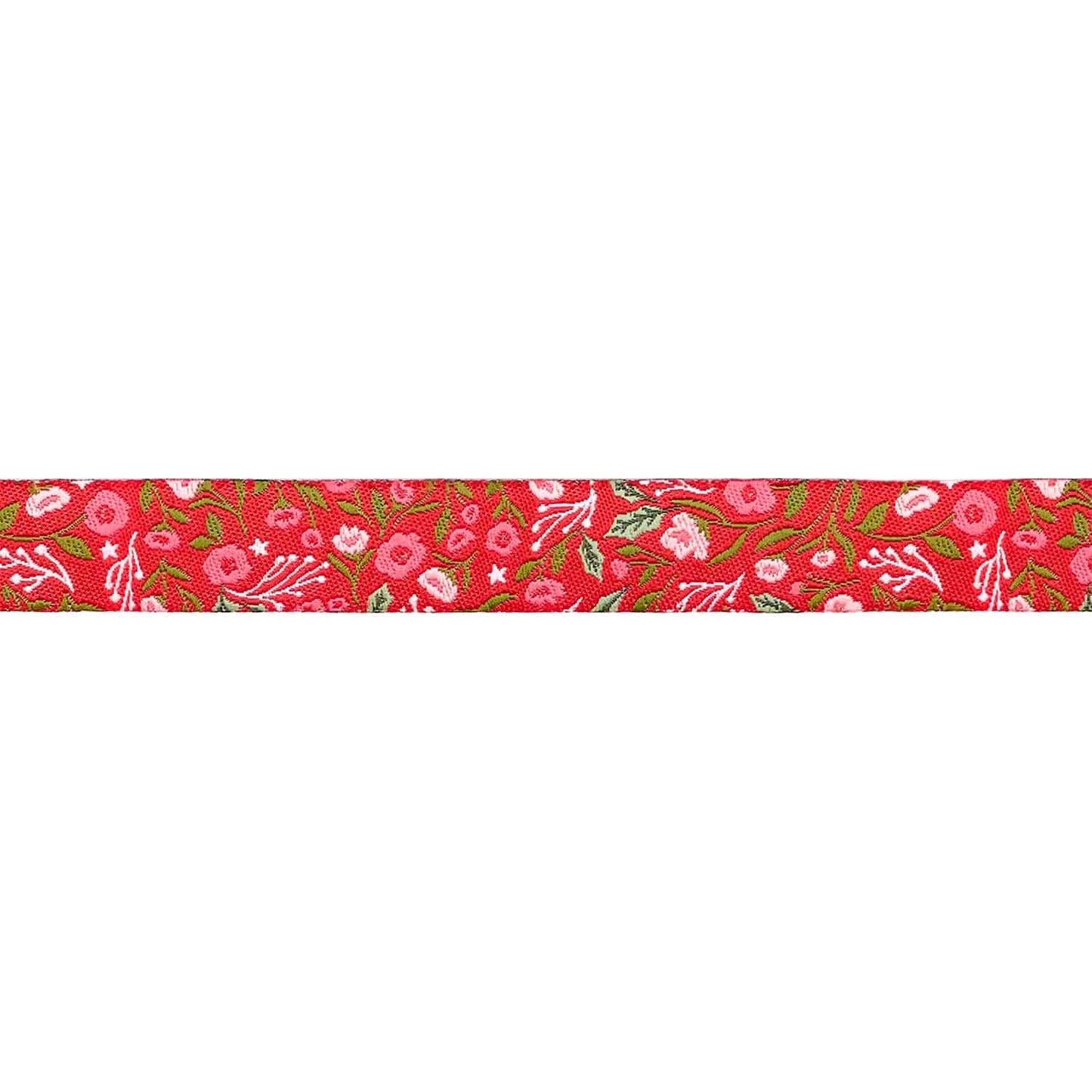 Berry and Pine - Christmas Posies in Holly - 5/8" width - by Lella Boutique - One Yard