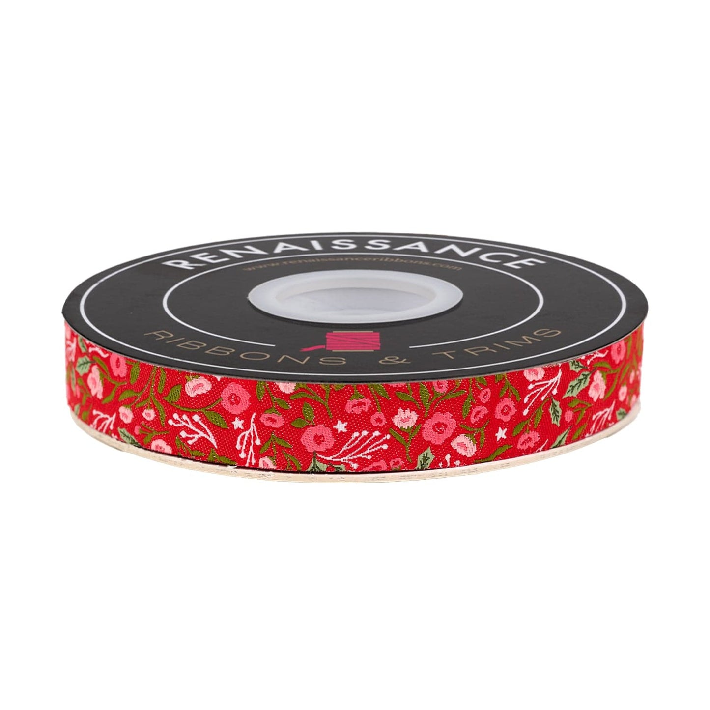 Berry and Pine - Christmas Posies in Holly - 5/8" width - by Lella Boutique - One Yard