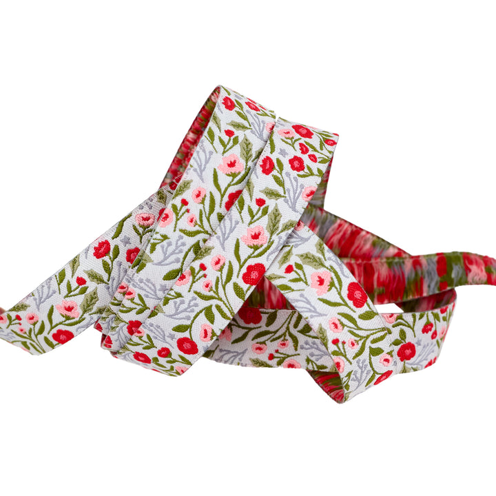 Berry and Pine - Christmas Posies in Winter - 5/8" width - by Lella Boutique - One Yard