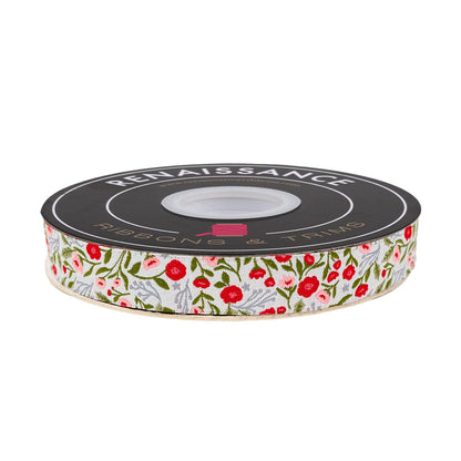 Berry and Pine - Christmas Posies in Winter - 5/8" width - by Lella Boutique - One Yard