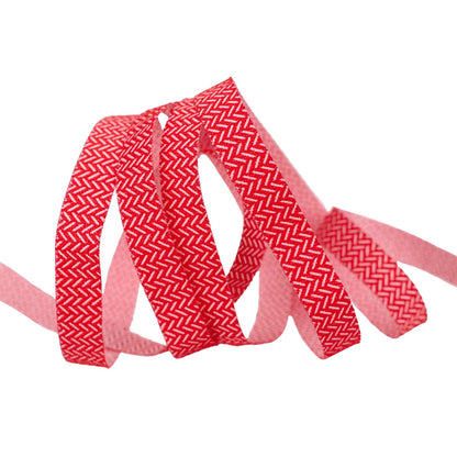 Berry and Pine - Yule Herringbone in Holly - 3/8" width - by Lella Boutique - One Yard