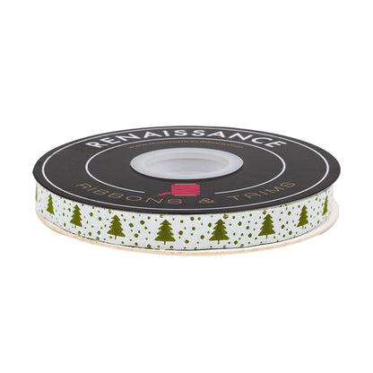 Berry and Pine - Little Trees in Snow - 5/8" width - by Lella Boutique - One Yard