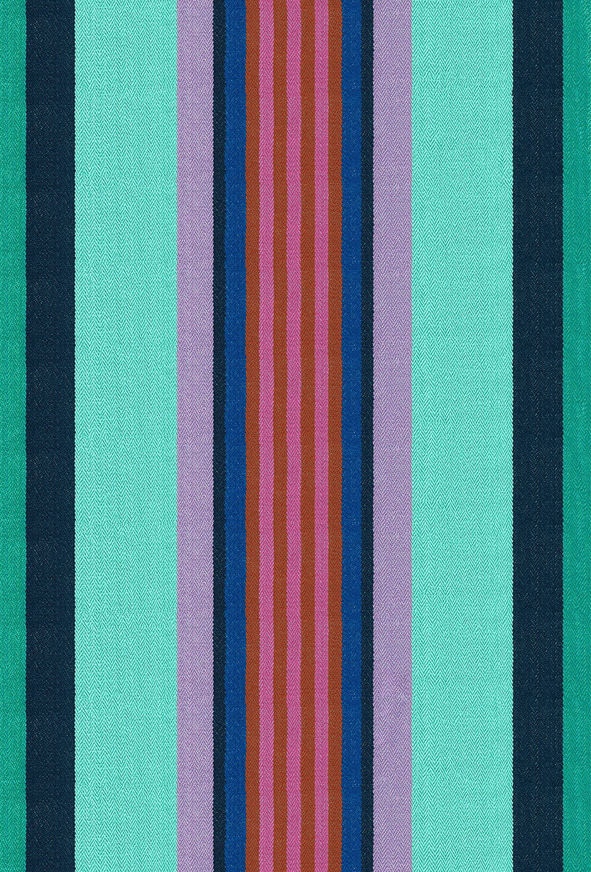 A closeup shot of the quilting fabric pattern called Director, designed by Anna Maria Horner, in the jade colorway. The SKU is WAMT105-64V.
