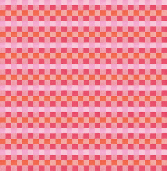 Alternate in Bubblegum woven fabric, part of the Check Mates fabric collection by Anna Maria Textiles (SKU: WAMT110-23L)