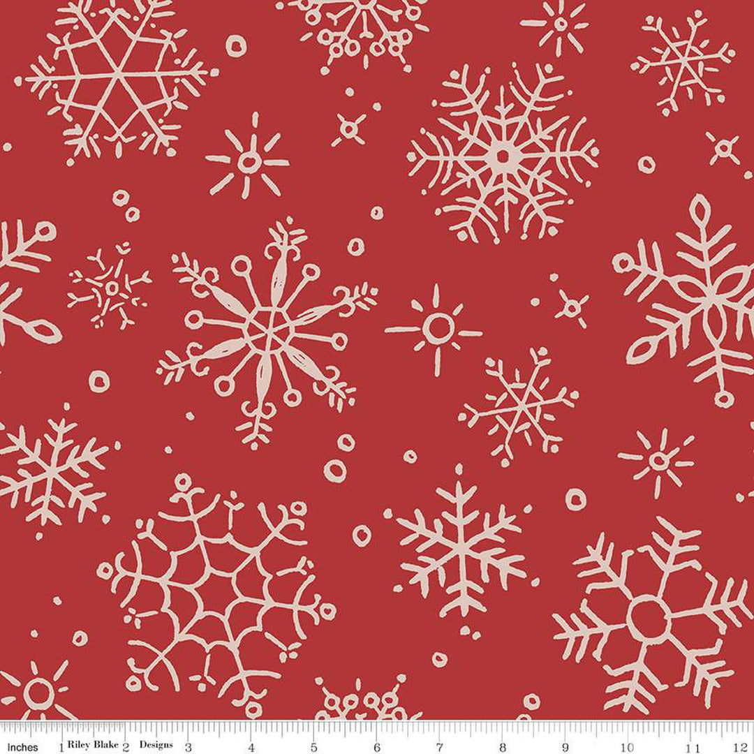 PREORDER - Magical Winterland - 107/108" Wide Back - Snowflake in Barn Red - Lisa Audit - WB14949-BARNRED - Half Yard