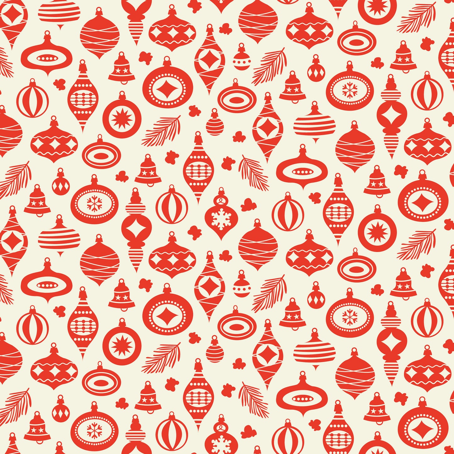 Christmas Cheer - Wideback Festive Baubles in Cream 108" - Shawn Wallace - Half Yard (Preorder)