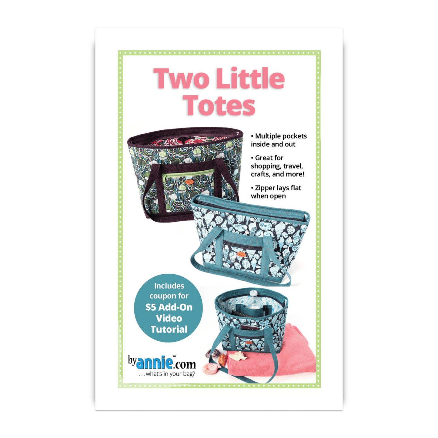 Two Little Totes - Patterns by Annie - Paper Pattern - PBA314