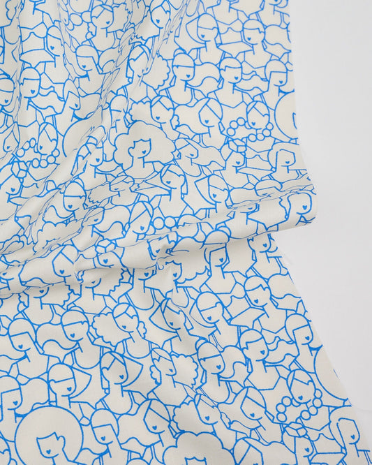 Cotton quilting fabric pattern called 'Water Swim Parade in Royal Blue'. Part of the 'Water' fabric collection. Designed by Ruby Star Society for fabric company Moda Fabrics. SKU: RS5130 13. 44-45 inch width.