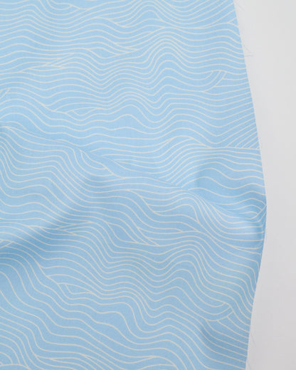 Cotton quilting fabric pattern called 'Water Wavelength in Water Blue'. Part of the 'Water' fabric collection. Designed by Ruby Star Society for fabric company Moda Fabrics. SKU: RS5129 15. 44-45 inch width.