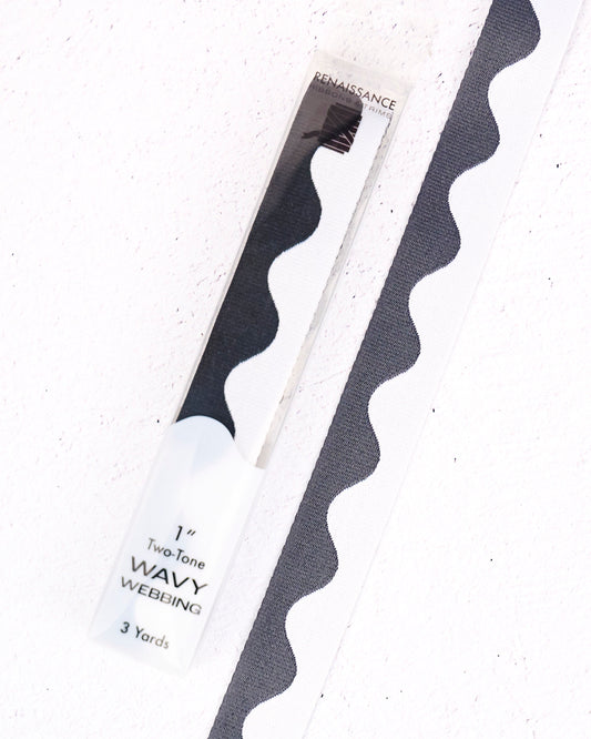 Wavy Webbing in Ash - 1" width - by Renaissance Ribbons - 3 YD PACK