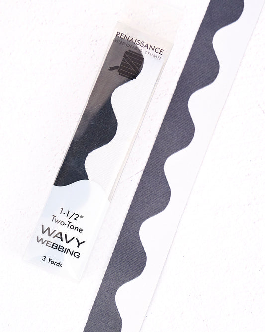 Wavy Webbing in Ash - 1-1/2" width - by Renaissance Ribbons - 3 YD PACK
