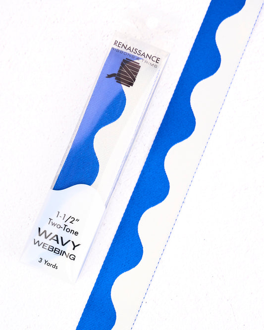 Wavy Webbing in Cobalt - 1-1/2" width - by Renaissance Ribbons - 3 YD PACK