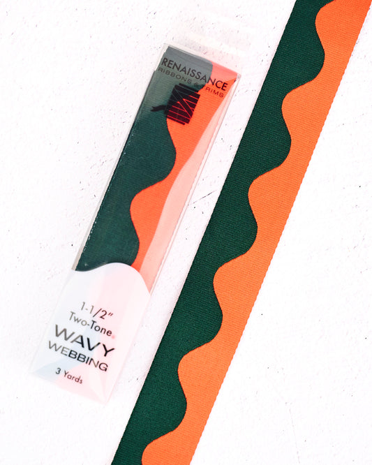 Wavy Webbing in Croton - 1-1/2" width - by Renaissance Ribbons - 3 YD PACK