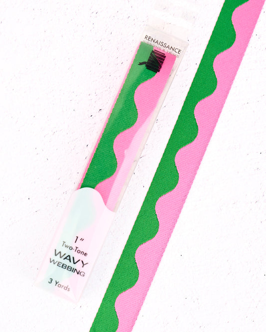 Wavy Webbing in Dragonfruit - 1" width - by Renaissance Ribbons - 3 YD PACK