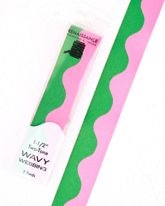 Wavy Webbing in Dragonfruit - 1-1/2" width - by Renaissance Ribbons - 3 YD PACK