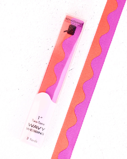 Wavy Webbing in Grape Slushy - 1" width - by Renaissance Ribbons - 3 YD PACK