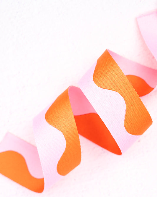 Wavy Webbing in Grapefruit by Renaissance Ribbons - 3 yard pack