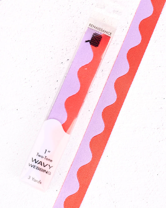 Wavy Webbing in Lavender Citrus - 1" width - by Renaissance Ribbons - 3 YD PACK