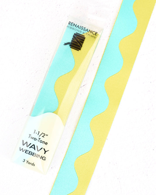Wavy Webbing in Lime Splash - 1-1/2" width - by Renaissance Ribbons - 3 YD PACK
