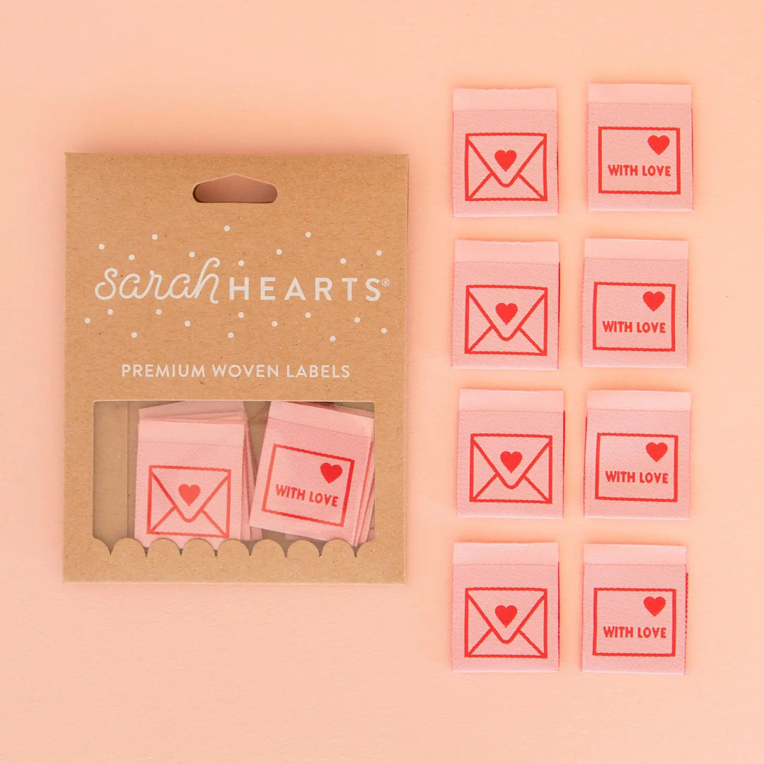 Sarah Hearts - With Love Envelope Woven Labels - SHLP183