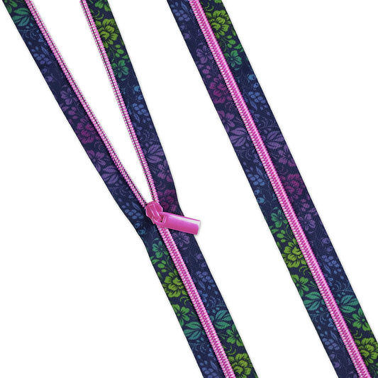 Tula Pink Down to Earth #5 Nylon Coil Zippers - Growing Together Daybreak: 3 Yards With 9 Pulls (Preorder)