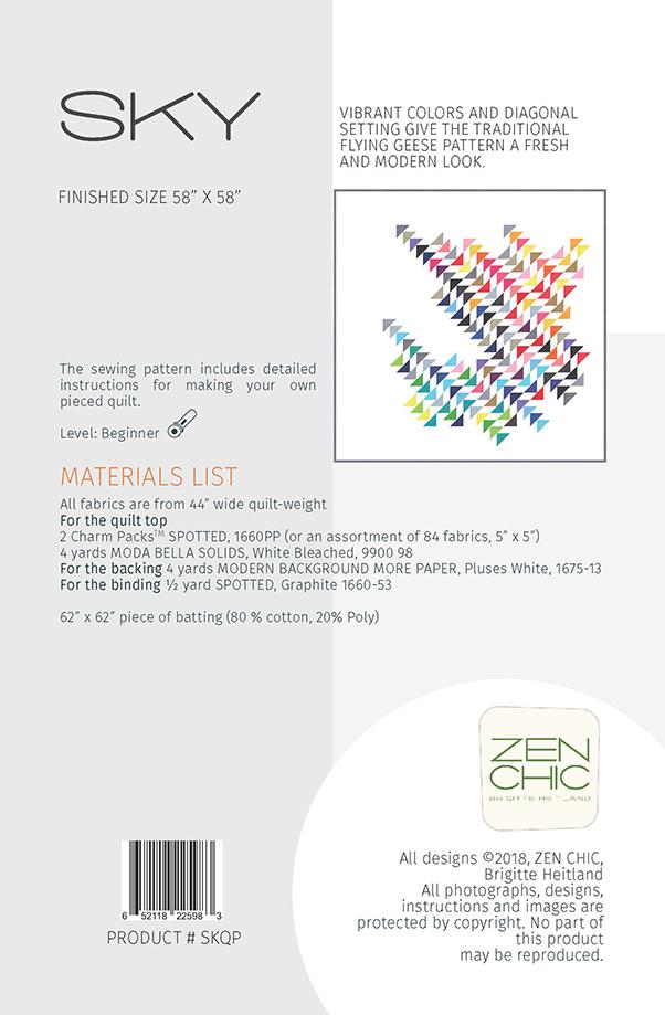 Sky - Zen Chic - Paper Pattern - Quilt Pattern