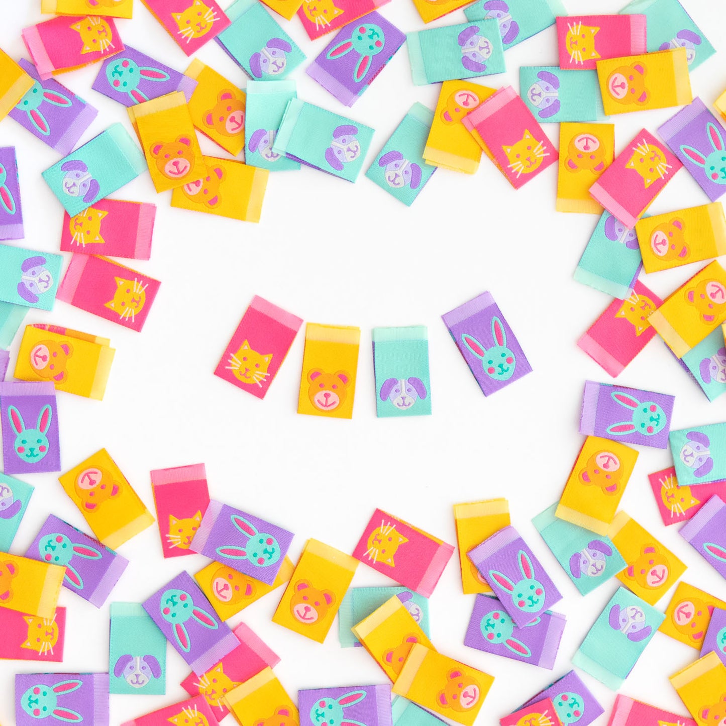 Sarah Hearts - Animal Friends - Sewing Woven Clothing Label Tags - LP109