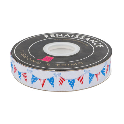250th Birthday - Flag Banner - 1" width - by Renaissance Ribbons - One Yard