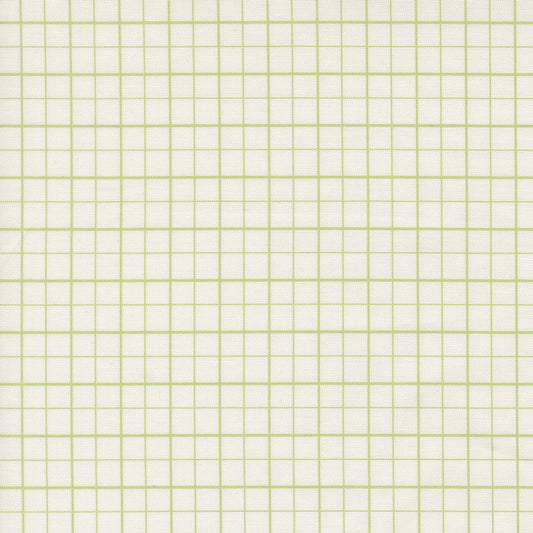 Moda's green geometric grid on cream Bonbon Jar by Jen Kingwell cotton quilting fabric.