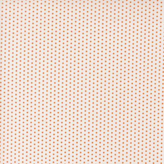 Moda's orange small polka dots on ivory Bonbon Jar by Jen Kingwell cotton quilting fabric.