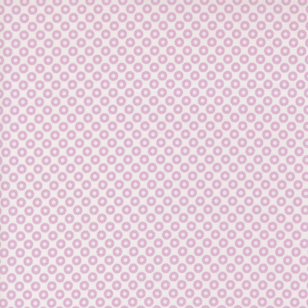 Moda's mauve geometric circles Bonbon Jar by Jen Kingwell cotton quilting fabric with ivory background.
