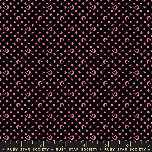 Moon Stars Black - Boo Valley by Ruby Star Society - Half Yard Fabric (Preorder)