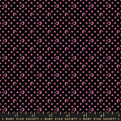 Moon Stars Black - Boo Valley by Ruby Star Society - Half Yard Fabric (Preorder)