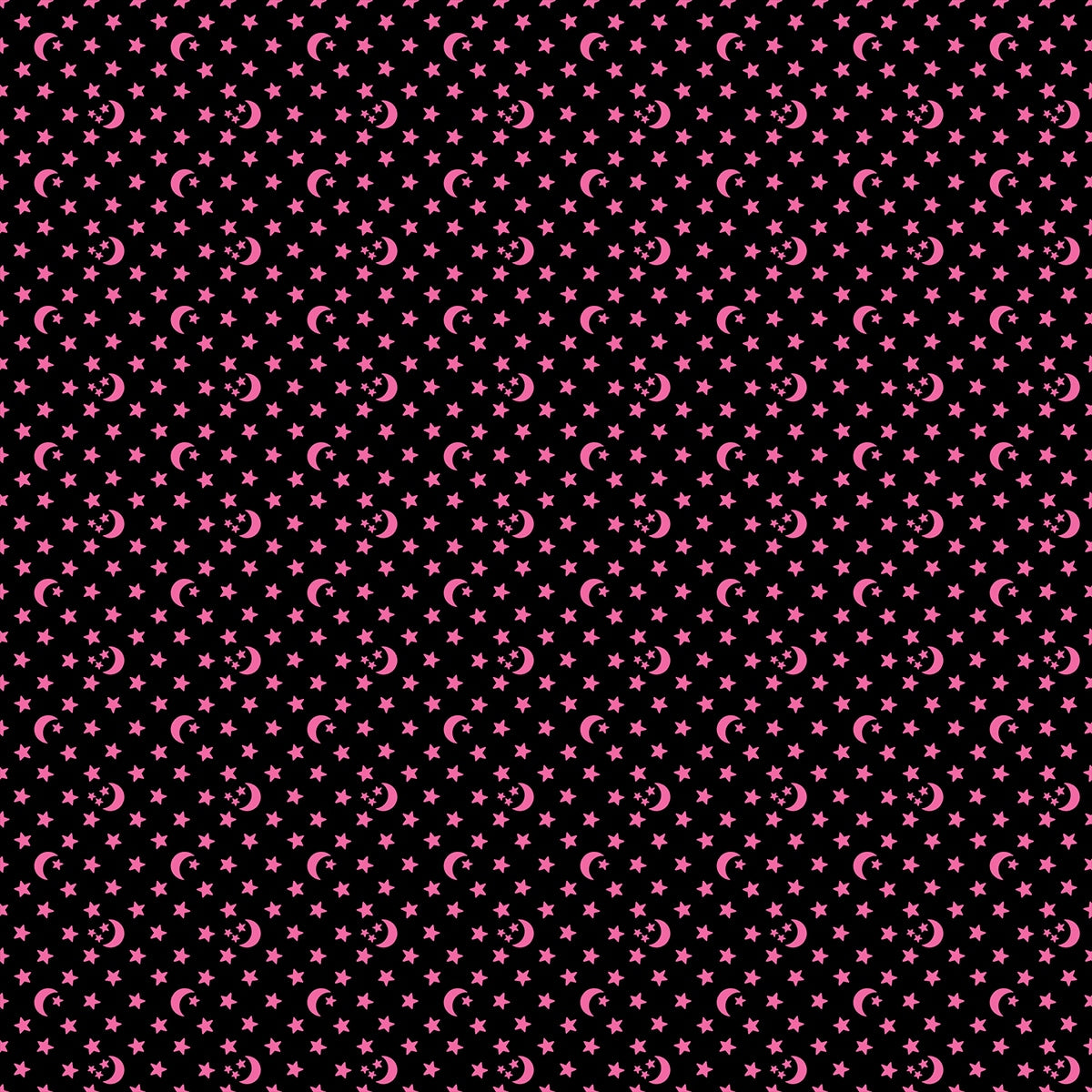 Pink moons and stars on black Boo Valley by Ruby Star Society's Alexia Abegg playful celestial nursery cotton quilting fabric