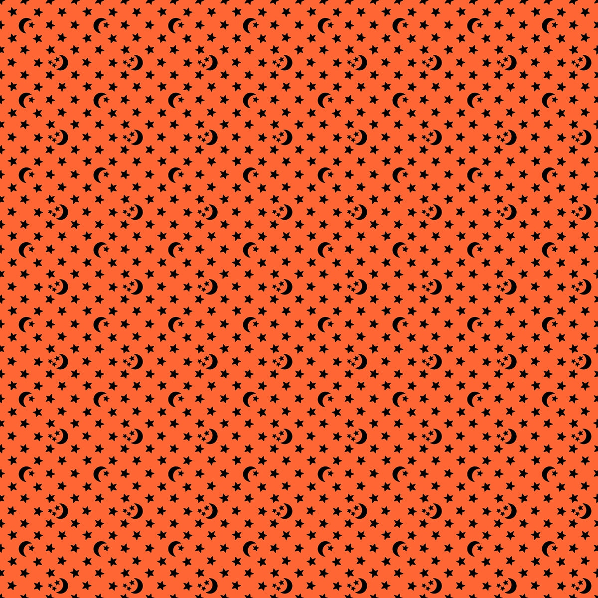 Halloween moons and stars on Florida orange cotton quilting fabric from the Boo Valley collection by Ruby Star Society's Alexia Abegg.