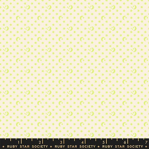Moon Stars Neon Yellow - Boo Valley by Ruby Star Society - Half Yard Fabric (Preorder)