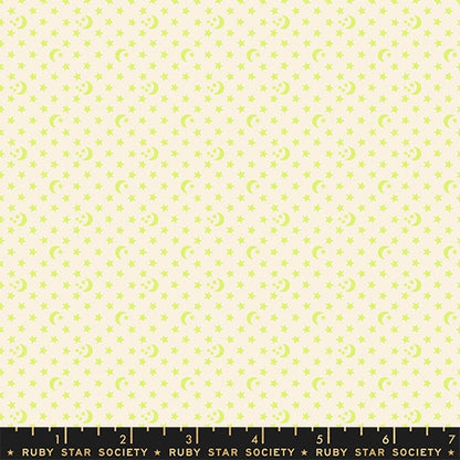 Moon Stars Neon Yellow - Boo Valley by Ruby Star Society - Half Yard Fabric (Preorder)